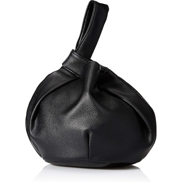 The Drop Women's Black PU Avalon Small Tote Japanese Knot Style Evening Handbag - Picture 1 of 7
